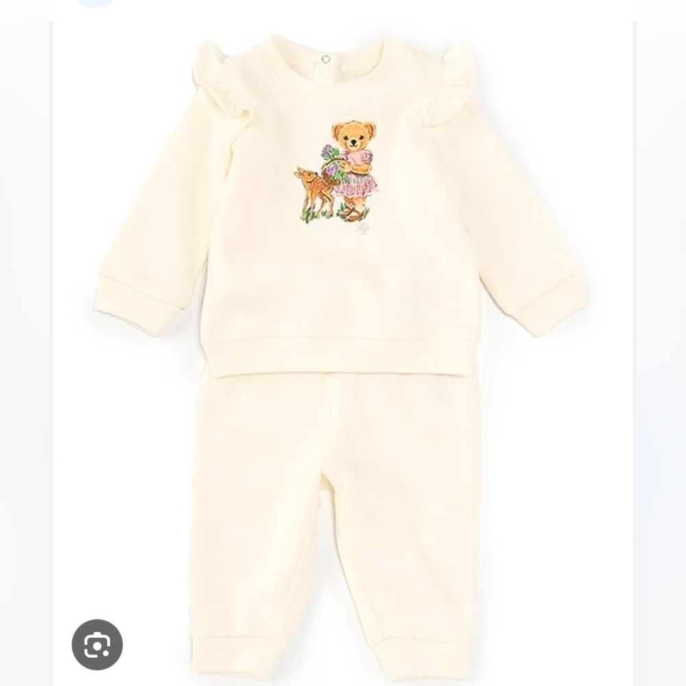 COPY - NWT Ralph Lauren Baby Girl 3M Sweatshirt Pants sets Creme